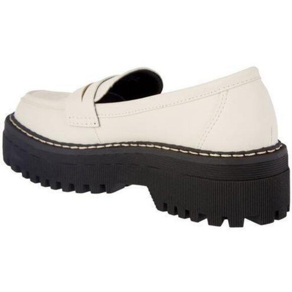 Cool Planet by Steve Madden Ivory Vegan Slip-On Platform Loafers Size 6.5 - Picture 2 of 2